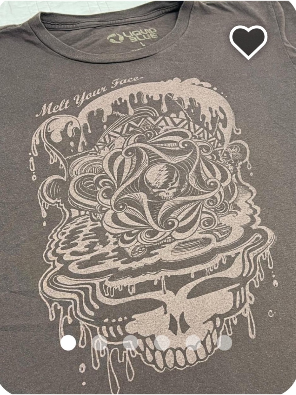 Liquid Blue Charcoal Melt Your Face Skull Graphic Tee